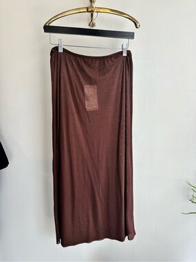 Sheer Brown Maxi Skirt - Sleek Women's Pull-On Skirt